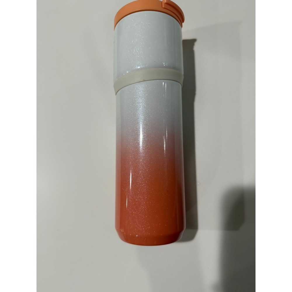 Starbucks 16oz Stainless Steel Tumbler Orange Ombre Glitter Vacuum Insulated - Picture 2 of 4